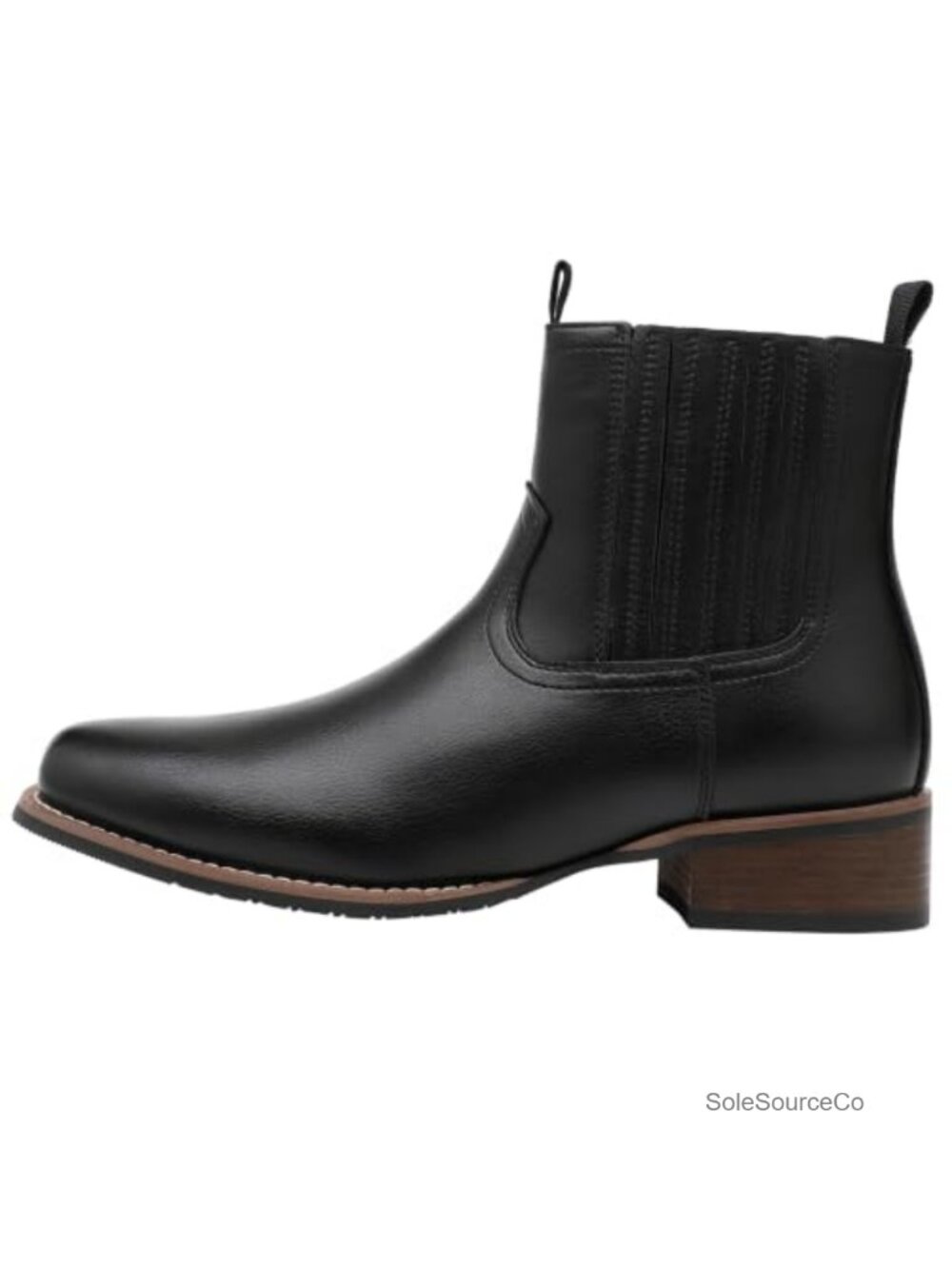 Men's Western Cowboy Boots Faux Leather Slip On Mid Calf Square Toe